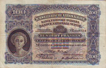 Suisse 100 Francs 1928 - Tête de Femme - Paysan