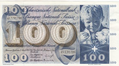 Suisse 100 Francs 1964 - Enfant avec agneau, St Martin