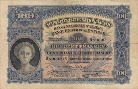 Suisse 100 Francs Tête de Femme - Paysan 16-09-1930 Série 6K