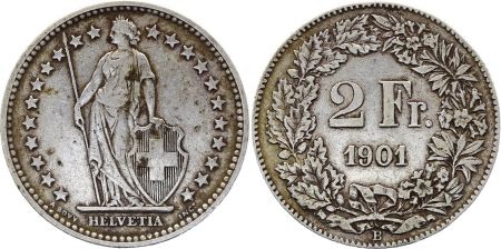 Suisse 2 Francs  Helvetia - 1901 B