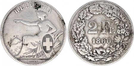 Suisse 2 Francs Helvetia - 1860 B Berne