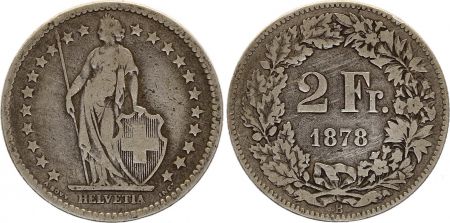 Suisse 2 Francs Helvetia - 1878 - B Bern - Argent