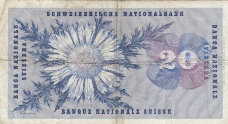Suisse 20 Francs, Guillaume-Henri Dufour, chardon argenté - 1957 - TB+ - P.46e - Série 13 N