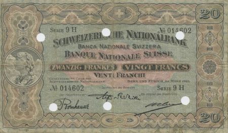 Suisse 20 Francs 1924 - Paysanne