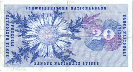 Suisse 20 Francs 1972 - Guillaume-Henri Dufour, chardon argenté
