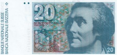 Suisse 20 Francs Horace Bénédict de Saussure - 1992 - SUP - P.55j