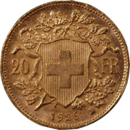 Suisse 20 FRANCS OR 1926 BERNSUISSE  CONFEDERATION HELVETIQUE