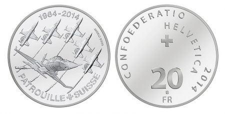 Suisse 20 Francs Patrouille aérienne Suisse - 2014 Argent