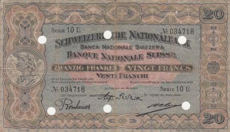 Suisse 20 Francs Paysanne - 29-09-1927 Série 10 E