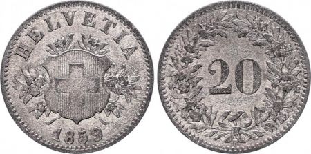 Suisse 20 Rappen Armoiries 1859 B