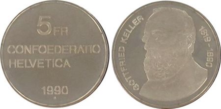 Suisse 5 Francs Gottfried Keller - 1819-1890