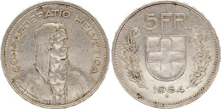 Suisse 5 Francs Guillame Tell,  1954 - B Berne - Argent