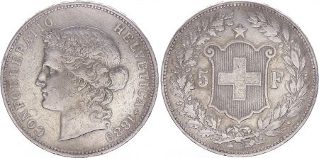 Suisse 5 Francs Tête de femme - 1889 B