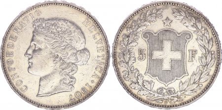 Suisse 5 Francs Tête de femme - 1907 B