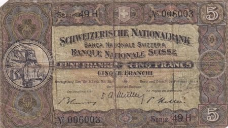 Suisse 5 Francs William Tell - 22-02-1951 - Série 49 H