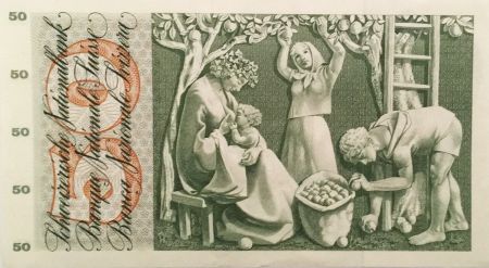 Suisse 50 Francs - Récolte des pommes - 15/01/1969 - SUP+