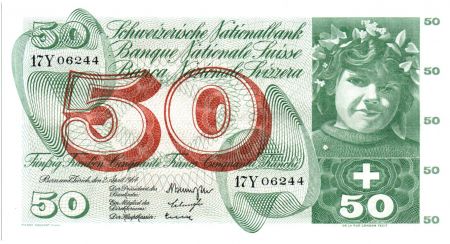 Suisse 50 Francs 1964 - Jeune fille, récolte de fruits