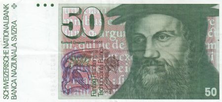 Suisse 50 Francs Konrad Gessner - 1988 - TTB+ - P.56h