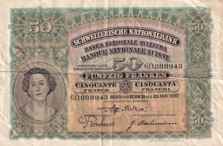 Suisse 50 Francs Tête de Femme - 23-11-1927 - Série 6