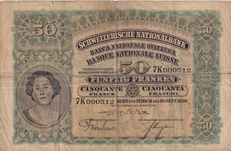 Suisse 50 Francs Tête de Femme - 23-11-1927 - Série 7K