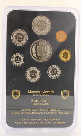 Suisse Coffret FDC 8 monnaies - 1 centime à 5 Francs - Berne - 1994