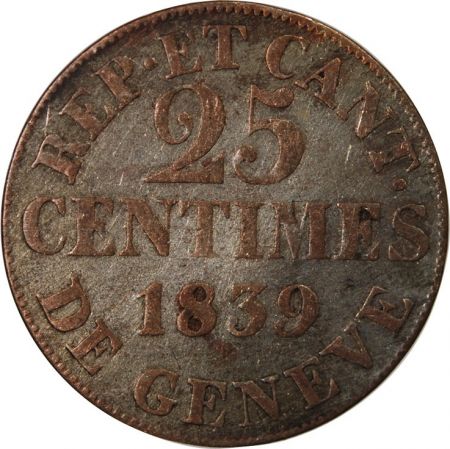 Suisse SUISSE  CANTON DE GENÈVE - 25 CENTIMES 1839