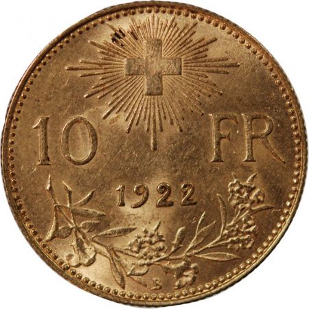 Suisse SUISSE  CONFEDERATION HELVETIQUE - 10 FRANCS OR 1922 B