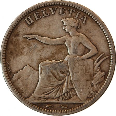 Suisse SUISSE  CONFEDERATION HELVETIQUE - 5 FRANCS ARGENT 1850 A RARE