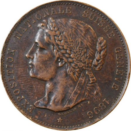Suisse SUISSE  EXPOSITION NATIONALE GENEVE  Médaille cuivre 1896 - Module de 10 centimes
