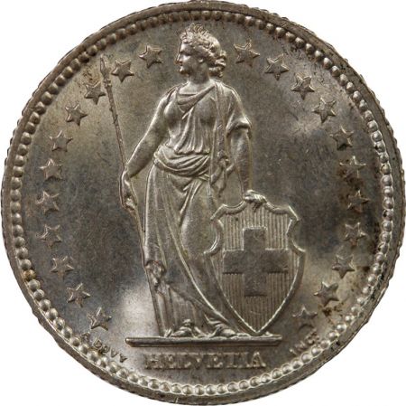 Suisse SUISSE  HELVETIA DEBOUT - 2 FRANCS ARGENT 1857 B BERNE