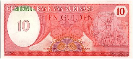 Suriname 10 Gulden,  Révolution du 25 février 1980 - 1985 - Neuf - P.126