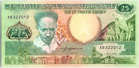 Suriname 25 Gulden, Anton Dekom - Toucan - 1986 - Neuf - P.132 a