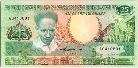 Suriname 25 Gulden, Anton Dekom - Toucan - 1988 - Neuf - P.132 b