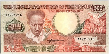 Suriname 500 Gulden, Anton Dekom - Toucan - 1986 - Neuf - P.135 a