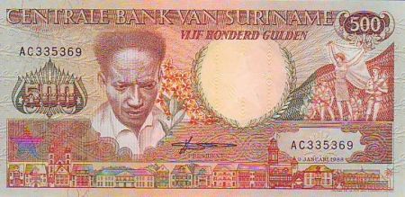 Suriname 500 Gulden Anton De Kom - Toucan et fleurs - 1988