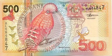 Suriname 500 Gulden Oiseaux: rouge-brun - 2000