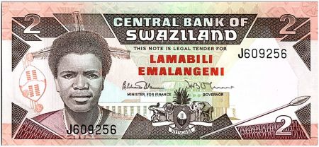 Swaziland 2 Emalangeni Roi Mswati III - Animauix - 1987