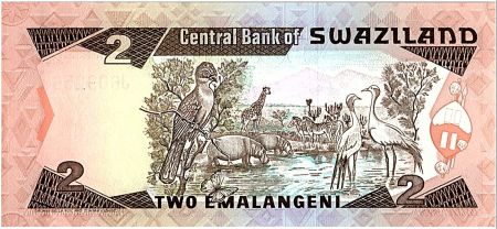 Swaziland 2 Emalangeni Roi Mswati III - Animauix - 1987