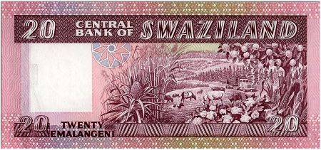 Swaziland 20 Emalangeni Roi Sobuzha II - Animaux - 1985