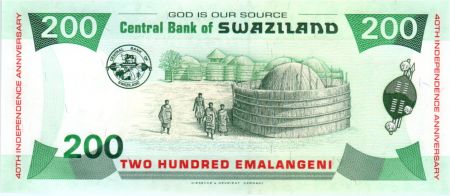 Swaziland 200 Emalangeni Roi Mswati III - 40 ans du Roi - 2008