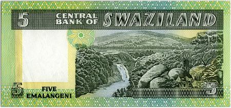 Swaziland 5 Emalangeni Roi Sobuzha II - Cascade- 1985