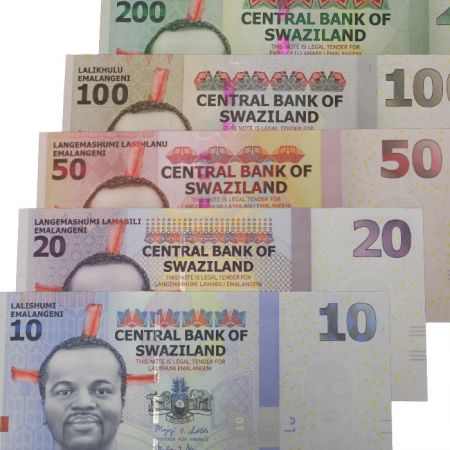 Swaziland Lot 5 billets 10 à 200 Emalangeni SWAZILAND 2010