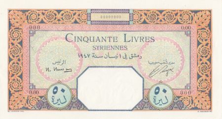 Syrie 50 Livres 1947 - Banque de Syrie et du Liban - Spécimen - P.60s