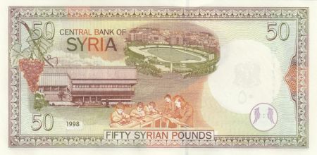 Syrie 50 Pound Citadelle d\'Aleppo - Librairie Al-Assad et stade - 1998
