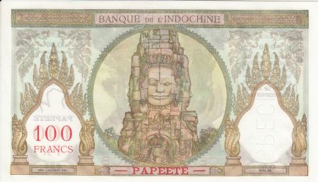 Tahiti 100 Francs Ruines d\'Angkor - 1939 (1957) Spécimen