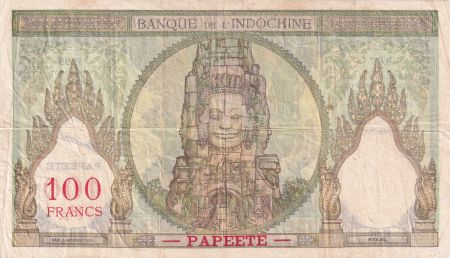 Tahiti 100 Francs Ruines d\'Angkor - ND (1961) - Série E.99