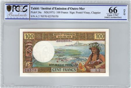 Tahiti 100 Francs Tahitienne - Série A.2 - PCGS UNC 66 OPQ