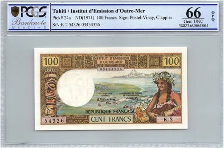 Tahiti 100 Francs Tahitienne - Série K.2 - PCGS UNC 66 OPQ