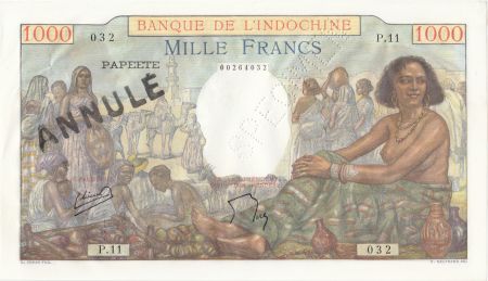 Tahiti 1000 Francs Scène de marché - 1954 - Série P.11 - Spécimen annulé - SUP