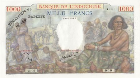 Tahiti 1000 Francs Scène de marché - 1957 - Série O.00 - Spécimen n°0066 - NEUF
